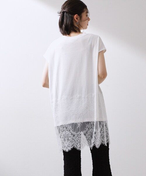 THE SHOP TK (ザ ショップ ティーケー )の「レース切替 ロングTシャツ(Tシャツ/カットソー・レディース・スミクロ/オフホワイト/ブラック・12/13)」の16枚目の写真