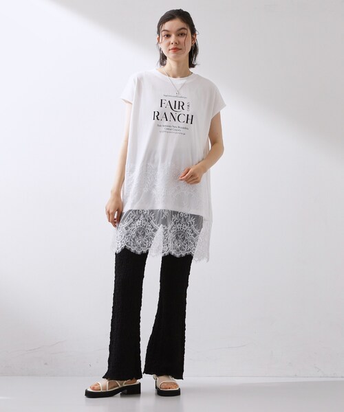 THE SHOP TK (ザ ショップ ティーケー )の「レース切替 ロングTシャツ(Tシャツ/カットソー・レディース・スミクロ/オフホワイト/ブラック・12/13)」の17枚目の写真