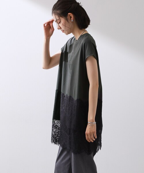THE SHOP TK (ザ ショップ ティーケー )の「レース切替 ロングTシャツ(Tシャツ/カットソー・レディース・スミクロ/オフホワイト/ブラック・12/13)」の20枚目の写真