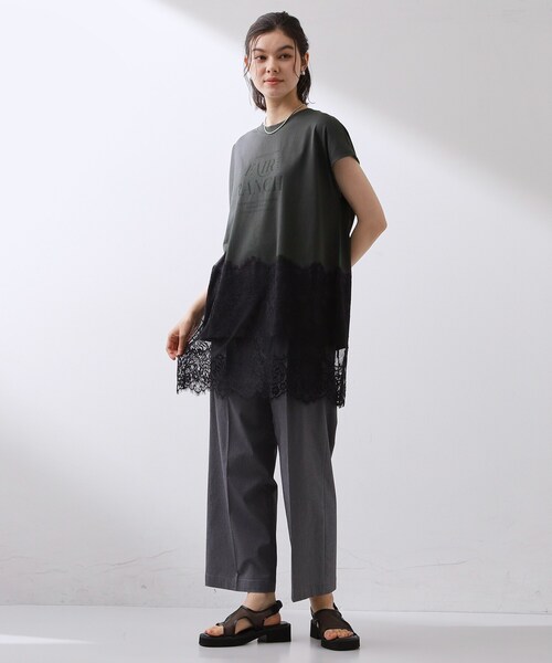THE SHOP TK (ザ ショップ ティーケー )の「レース切替 ロングTシャツ(Tシャツ/カットソー・レディース・スミクロ/オフホワイト/ブラック・12/13)」の21枚目の写真