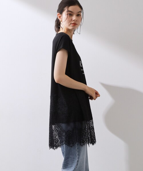 THE SHOP TK (ザ ショップ ティーケー )の「レース切替 ロングTシャツ(Tシャツ/カットソー・レディース・スミクロ/オフホワイト/ブラック・12/13)」の5枚目の写真
