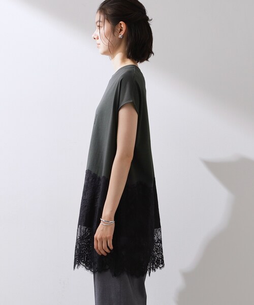 THE SHOP TK (ザ ショップ ティーケー )の「レース切替 ロングTシャツ(Tシャツ/カットソー・レディース・スミクロ/オフホワイト/ブラック・12/13)」の9枚目の写真