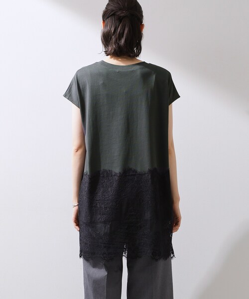 THE SHOP TK (ザ ショップ ティーケー )の「レース切替 ロングTシャツ(Tシャツ/カットソー・レディース・スミクロ/オフホワイト/ブラック・12/13)」の10枚目の写真