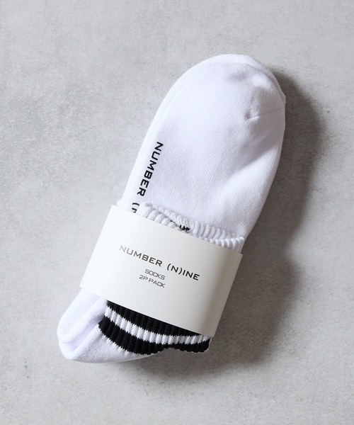 NUMBER (N)INE(ナンバーナイン)の「100% FINE COTTON 2-PACK PLAIN QUARTER LINE SOCKS / ファイン コットン100% プレーン ライン ショートソックス(ソックス/靴下・メンズ・ホワイト/ブラック・25~27cm)」の6枚目の写真