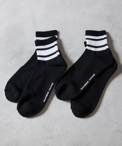 NUMBER (N)INE(ナンバーナイン)の「100% FINE COTTON 2-PACK PLAIN QUARTER LINE SOCKS / ファイン コットン100% プレーン ライン ショートソックス(ソックス/靴下・メンズ・ホワイト/ブラック・25~27cm)」の11枚目の写真