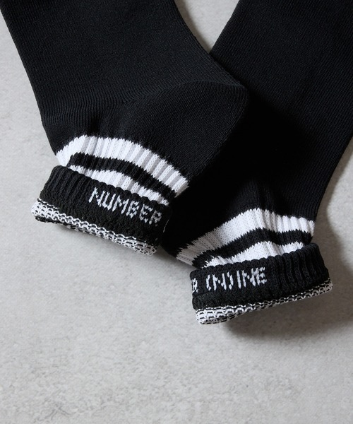 NUMBER (N)INE(ナンバーナイン)の「100% FINE COTTON 2-PACK PLAIN QUARTER LINE SOCKS / ファイン コットン100% プレーン ライン ショートソックス(ソックス/靴下・メンズ・ホワイト/ブラック・25~27cm)」の9枚目の写真