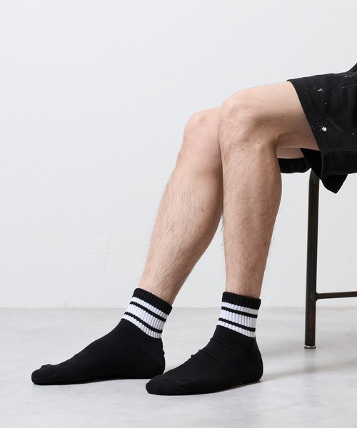 NUMBER (N)INE(ナンバーナイン)の「100% FINE COTTON 2-PACK PLAIN QUARTER LINE SOCKS / ファイン コットン100% プレーン ライン ショートソックス(ソックス/靴下・メンズ・ホワイト/ブラック・25~27cm)」の8枚目の写真