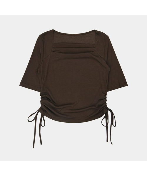 PIGMENT（ピグメント）の「[AIR]シャーリングクール7部Tシャツ (YZTS2603029)（Tシャツ/カットソー・レディース・ピンク/ブラウン/ホワイト・FREE）」の2枚目の写真