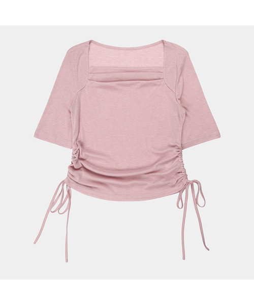 PIGMENT（ピグメント）の「[AIR]シャーリングクール7部Tシャツ (YZTS2603029)（Tシャツ/カットソー・レディース・ピンク/ブラウン/ホワイト・FREE）」の3枚目の写真