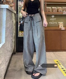 エアリー ギンガムチェック ルーズ パンツ