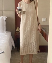 クロシェレースノースリーブワンピース