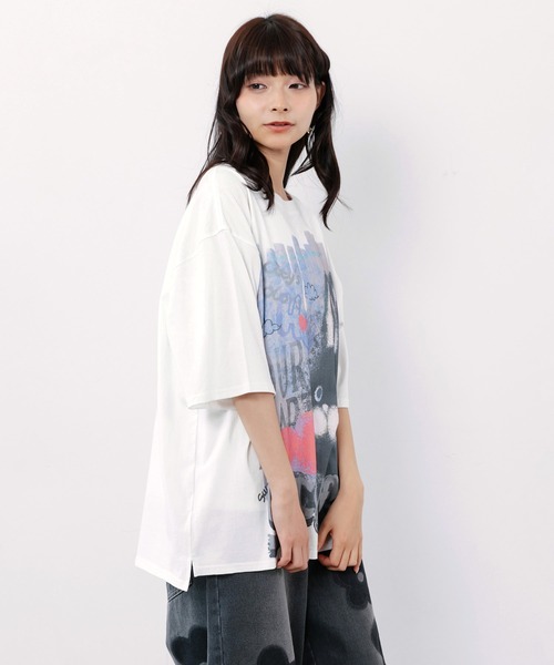 ScoLar(スカラー)の「162712:もこもこラビル柄Tシャツ(Tシャツ/カットソー・レディース・ブラック/ネイビー/オフホワイト・M)」の6枚目の写真