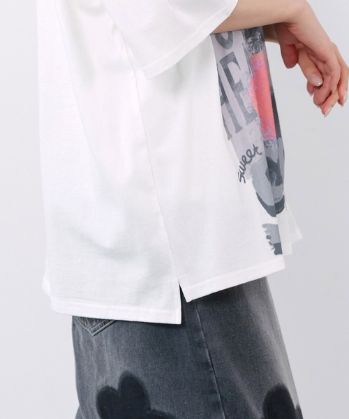 ScoLar(スカラー)の「162712:もこもこラビル柄Tシャツ(Tシャツ/カットソー・レディース・ブラック/ネイビー/オフホワイト・M)」の9枚目の写真