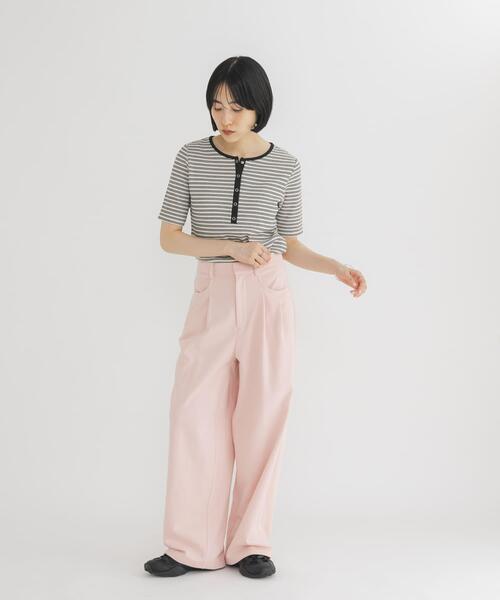 KBF（ケイビーエフ）の「ワッフルボーダーヘンリネックTEE（Tシャツ/カットソー・レディース・ホワイト系その他/ブルー系その他/ブラウン系その他・ONE）」の8枚目の写真