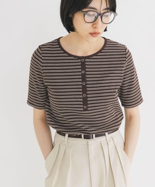 KBF（ケイビーエフ）の「ワッフルボーダーヘンリネックTEE（Tシャツ/カットソー・レディース・ホワイト系その他/ブルー系その他/ブラウン系その他・ONE）」の15枚目の写真