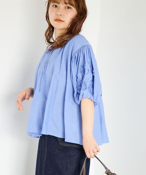 COHINA(コヒナ)の「テープエンブロイダリーブラウス 【低身長・小柄女性】(シャツ/ブラウス・レディース・ネイビー/ブルー/オフホワイト・ONE SIZE)」の18枚目の写真