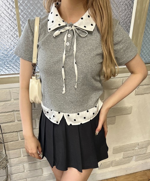 PHILLY（フィリー）の「ドットシャツドッキングT（Tシャツ/カットソー・レディース・ブラック/グレー・FREE）」の6枚目の写真