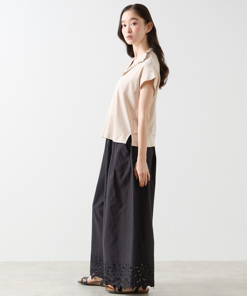 LOGEMENT DE CLAIRE(ロジュモンドクレール)の「【LOURMARIN】フリルカラープルオーバー(Tシャツ/カットソー・レディース・ブラック/カーキ/ライトベージュ・FREE)」の9枚目の写真