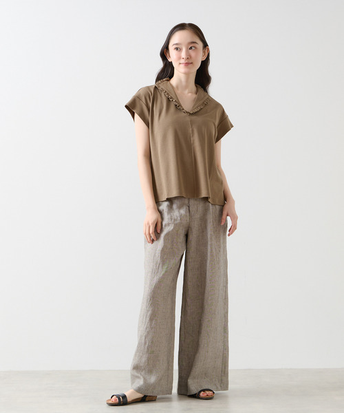 LOGEMENT DE CLAIRE(ロジュモンドクレール)の「【LOURMARIN】フリルカラープルオーバー(Tシャツ/カットソー・レディース・ブラック/カーキ/ライトベージュ・FREE)」の21枚目の写真