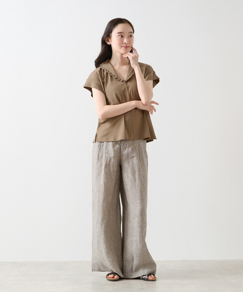 LOGEMENT DE CLAIRE(ロジュモンドクレール)の「【LOURMARIN】フリルカラープルオーバー(Tシャツ/カットソー・レディース・ブラック/カーキ/ライトベージュ・FREE)」の22枚目の写真