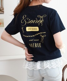 &soiree 【シルエット選べる2サイズ】ロゴデザインリボンTシャツ 半袖