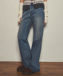 sandwashing bootcut denim jean