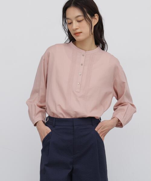 human woman(ヒューマンウーマン)の「◆コットンシルクローンビエラピンタックブラウス(シャツ/ブラウス・レディース・ネイビー/ピンク/ホワイト系その他・MEDIUM)」の3枚目の写真