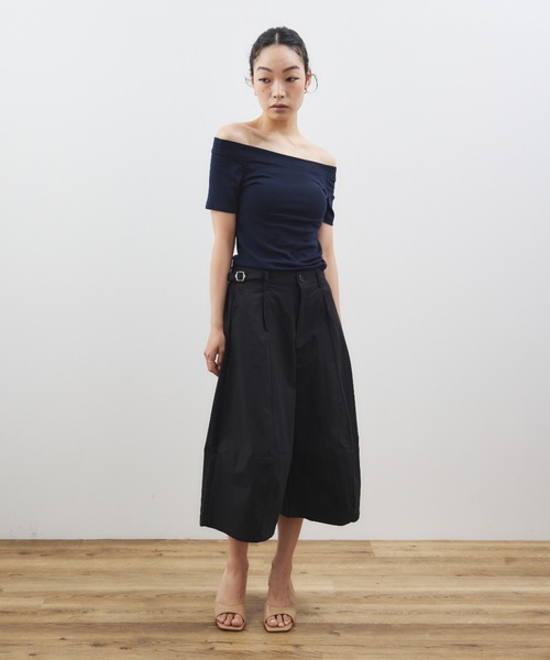 ELTONE（エルトーン）の「サイドベルトコクーンミディパンツ（その他パンツ・レディース・ホワイト/ブラック・MEDIUM/SMALL）」の10枚目の写真