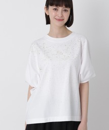 H.A.K（ハク）の「40／2マーセライズ天竺星空グリッタープリントドルマンTシャツ（Tシャツ/カットソー）」