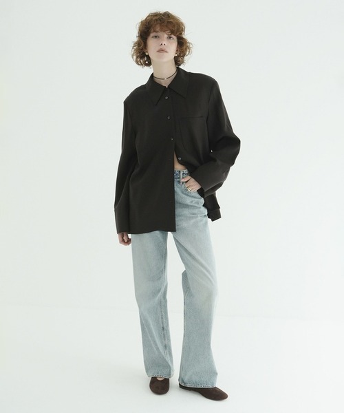 CLANE(クラネ)の「TENCEL SHIRT JACKET(シャツ/ブラウス・レディース・ブラウン/アイボリー・1)」の6枚目の写真