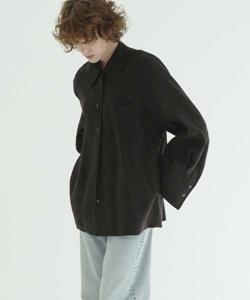 CLANE(クラネ)の「TENCEL SHIRT JACKET(シャツ/ブラウス・レディース・ブラウン/アイボリー・1)」の5枚目の写真