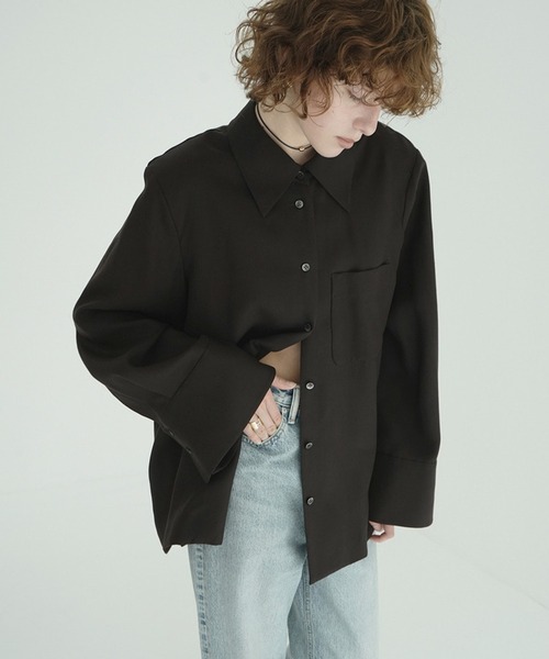 CLANE(クラネ)の「TENCEL SHIRT JACKET(シャツ/ブラウス・レディース・ブラウン/アイボリー・1)」の3枚目の写真