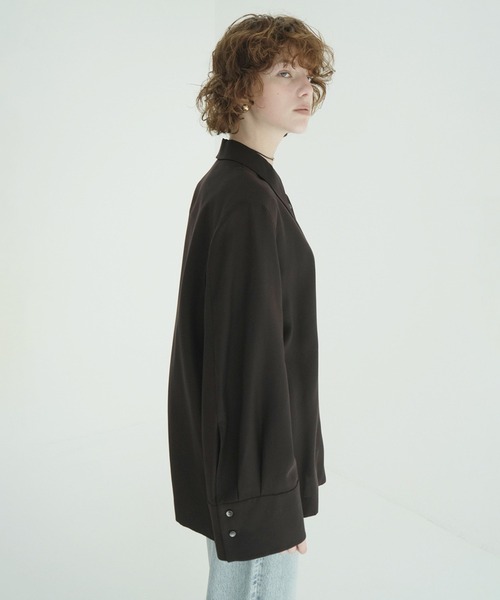CLANE(クラネ)の「TENCEL SHIRT JACKET(シャツ/ブラウス・レディース・ブラウン/アイボリー・1)」の4枚目の写真