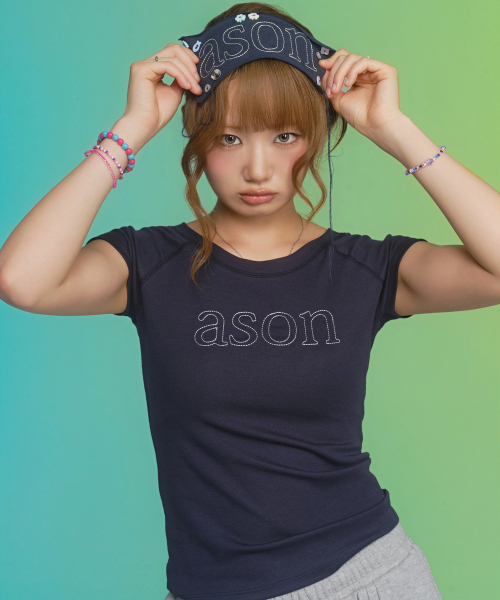ASON（アズオン）の「MONO REGLAN TEE / NAVY（Tシャツ/カットソー・レディース・その他・FREE）」の6枚目の写真