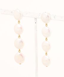 【CHAN LUU】FOUR TIRED WHITE KESHI PEARL EARRINGS