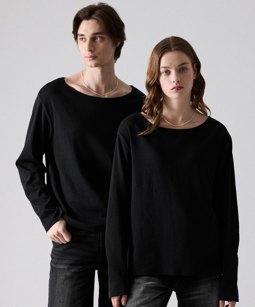 CLEL(クレイル)の「【CLEL】Giza Cotton Boat-Neck T-Shirt / ギザコットン ボートネックTシャツ(ロンT/吸水速乾)(Tシャツ/カットソー・メンズ・グレー系1/ホワイト/ブラック/グレー系・XS/L/M/S)」の3枚目の写真