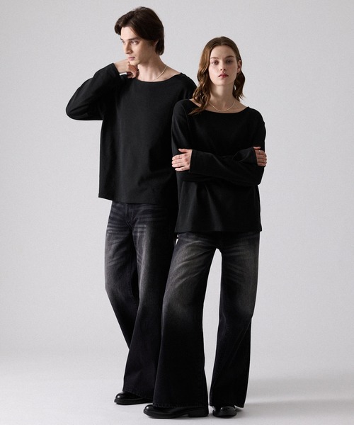 CLEL(クレイル)の「【CLEL】Giza Cotton Boat-Neck T-Shirt / ギザコットン ボートネックTシャツ(ロンT/吸水速乾)(Tシャツ/カットソー・メンズ・グレー系1/ホワイト/ブラック/グレー系・XS/L/M/S)」の15枚目の写真