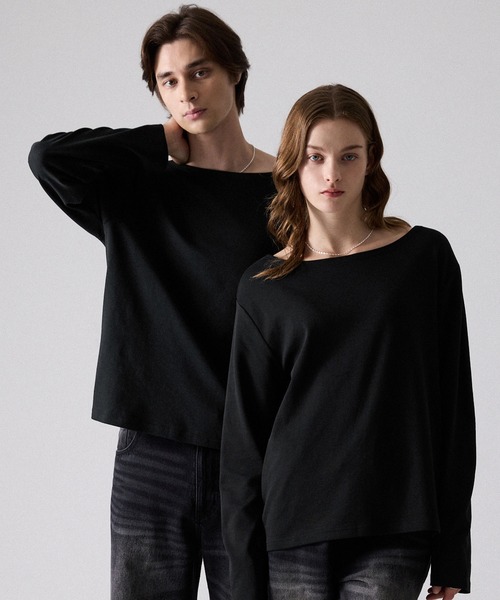 CLEL(クレイル)の「【CLEL】Giza Cotton Boat-Neck T-Shirt / ギザコットン ボートネックTシャツ(ロンT/吸水速乾)(Tシャツ/カットソー・メンズ・グレー系1/ホワイト/ブラック/グレー系・XS/L/M/S)」の16枚目の写真