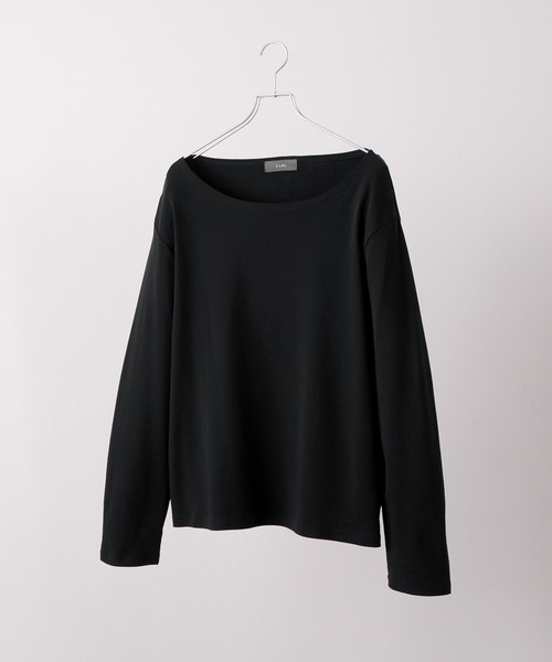 CLEL(クレイル)の「【CLEL】Giza Cotton Boat-Neck T-Shirt / ギザコットン ボートネックTシャツ(ロンT/吸水速乾)(Tシャツ/カットソー・メンズ・グレー系1/ホワイト/ブラック/グレー系・XS/L/M/S)」の7枚目の写真