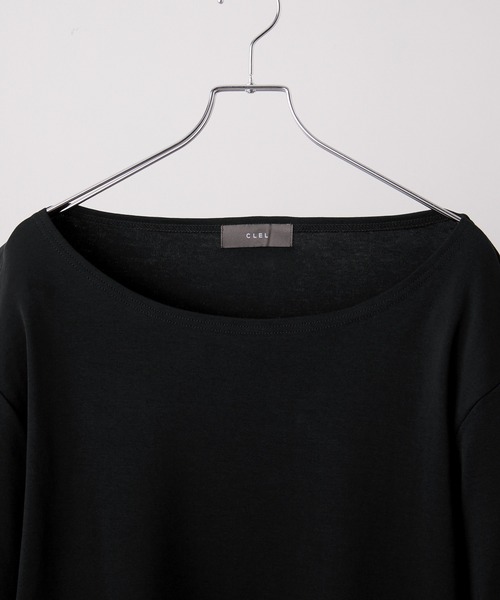 CLEL(クレイル)の「【CLEL】Giza Cotton Boat-Neck T-Shirt / ギザコットン ボートネックTシャツ(ロンT/吸水速乾)(Tシャツ/カットソー・メンズ・グレー系1/ホワイト/ブラック/グレー系・XS/L/M/S)」の10枚目の写真