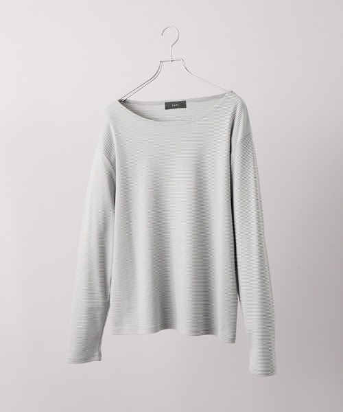 CLEL(クレイル)の「【CLEL】Giza Cotton Boat-Neck T-Shirt / ギザコットン ボートネックTシャツ(ロンT/吸水速乾)(Tシャツ/カットソー・メンズ・グレー系1/ホワイト/ブラック/グレー系・XS/L/M/S)」の17枚目の写真