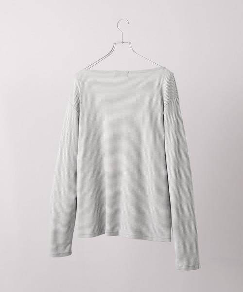 CLEL(クレイル)の「【CLEL】Giza Cotton Boat-Neck T-Shirt / ギザコットン ボートネックTシャツ(ロンT/吸水速乾)(Tシャツ/カットソー・メンズ・グレー系1/ホワイト/ブラック/グレー系・XS/L/M/S)」の18枚目の写真