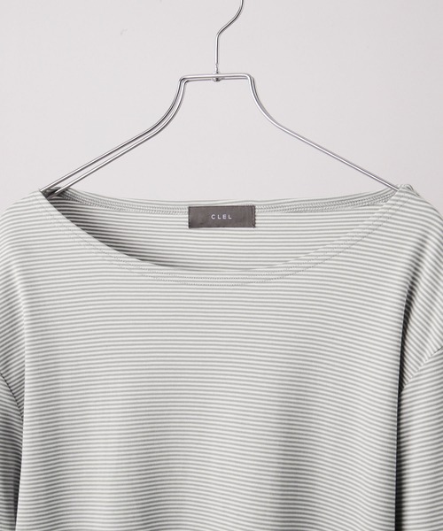 CLEL(クレイル)の「【CLEL】Giza Cotton Boat-Neck T-Shirt / ギザコットン ボートネックTシャツ(ロンT/吸水速乾)(Tシャツ/カットソー・メンズ・グレー系1/ホワイト/ブラック/グレー系・XS/L/M/S)」の20枚目の写真