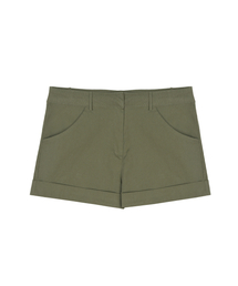COTTON ROLL-UP SHORT PANTS_KHAKI