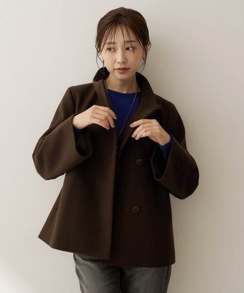 UNTITLED(アンタイトル)の「【軽アウター/ウール100】ウールショートコート(その他アウター・レディース・ワインレッド/ベージュ/ブラウン系その他/グレー/ブラック/サックスブルー・48/01/46/00/44/04/03/02)」の3枚目の写真