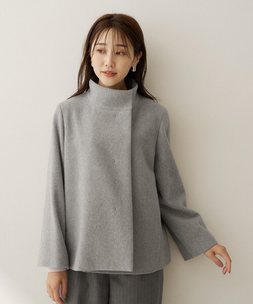 UNTITLED(アンタイトル)の「【軽アウター/ウール100】ウールショートコート(その他アウター・レディース・ワインレッド/ベージュ/ブラウン系その他/グレー/ブラック/サックスブルー・48/01/46/00/44/04/03/02)」の9枚目の写真