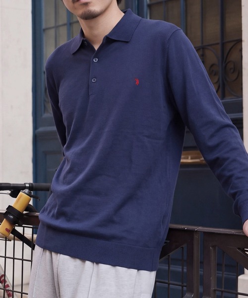 U.S. POLO ASSN.(ユーエスポロアッスン)の「【U.S. POLO ASSN.】ワンポイント刺繍 ベーシック ポロセーター(ニット/セーター・メンズ・モカ/杢グレー/アイボリー/ネイビー/ブラック・L/M)」の5枚目の写真