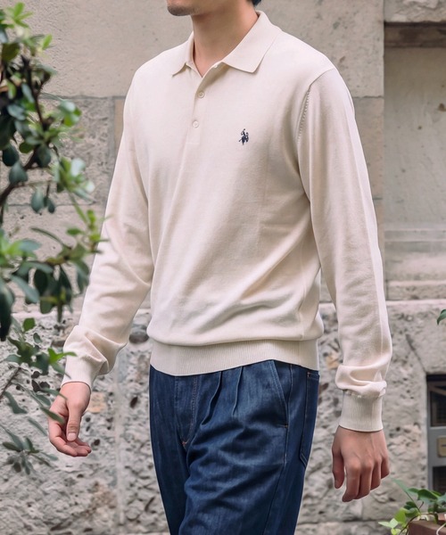 U.S. POLO ASSN.(ユーエスポロアッスン)の「【U.S. POLO ASSN.】ワンポイント刺繍 ベーシック ポロセーター(ニット/セーター・メンズ・モカ/杢グレー/アイボリー/ネイビー/ブラック・L/M)」の2枚目の写真