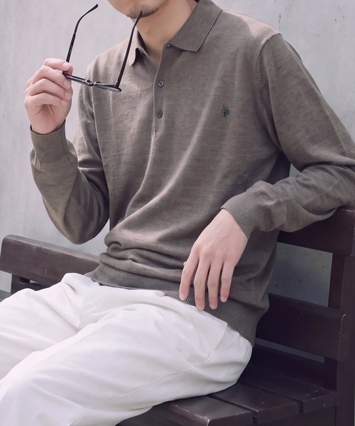 U.S. POLO ASSN.(ユーエスポロアッスン)の「【U.S. POLO ASSN.】ワンポイント刺繍 ベーシック ポロセーター(ニット/セーター・メンズ・モカ/杢グレー/アイボリー/ネイビー/ブラック・L/M)」の4枚目の写真