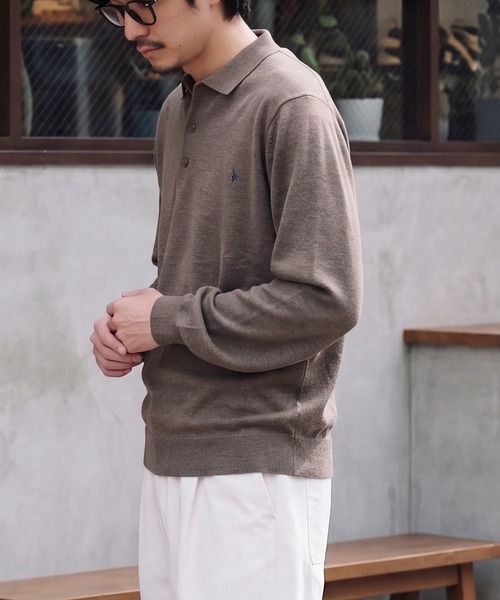 U.S. POLO ASSN.(ユーエスポロアッスン)の「【U.S. POLO ASSN.】ワンポイント刺繍 ベーシック ポロセーター(ニット/セーター・メンズ・モカ/杢グレー/アイボリー/ネイビー/ブラック・L/M)」の19枚目の写真